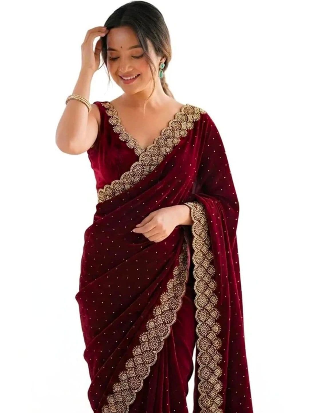 shreevali creation Embellished Satin Saree thumbnail 2
