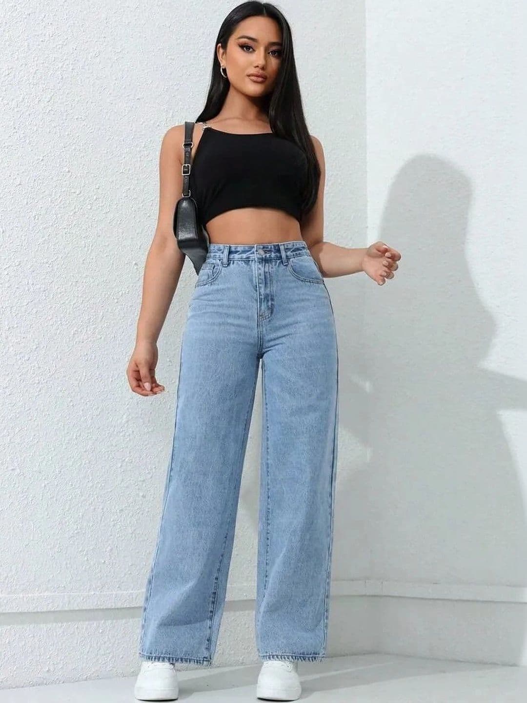 Mast & Harbour Women Comfort Wide Leg High-Rise Light Fade Stretchable Jeans thumbnail 2