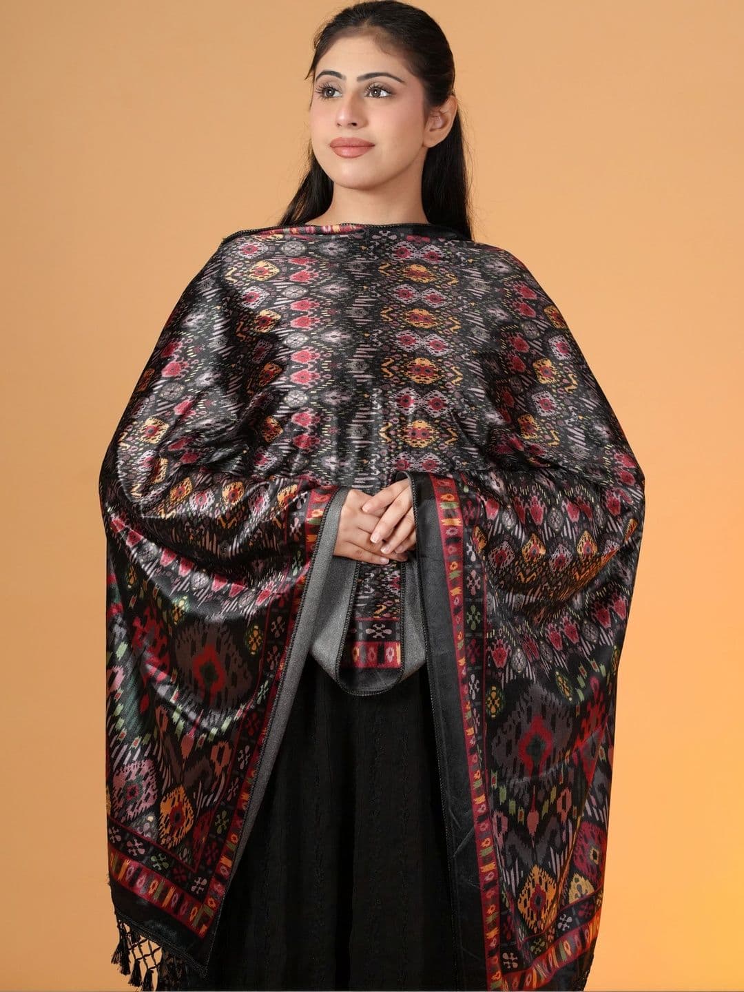 SHIFNEEN Women Ethnic Motifs Printed Velvet Shawl thumbnail 5