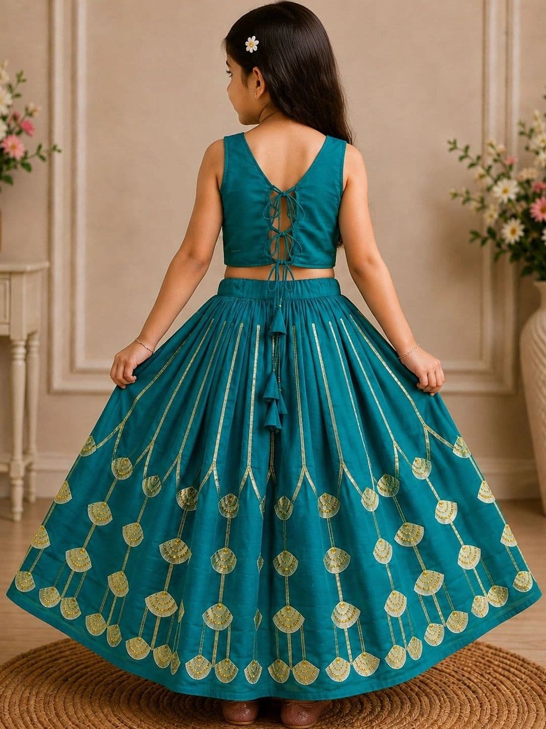 KALINI Girls Embellished Ready to Wear Lehenga & thumbnail 7