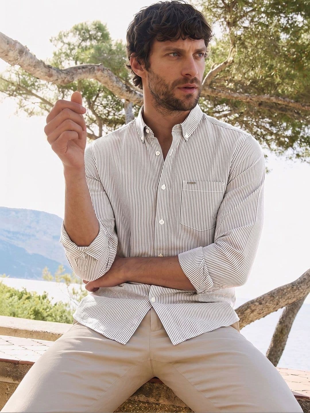 The Indian Garage Co Men Slim Fit Striped Casual Shirt thumbnail 2