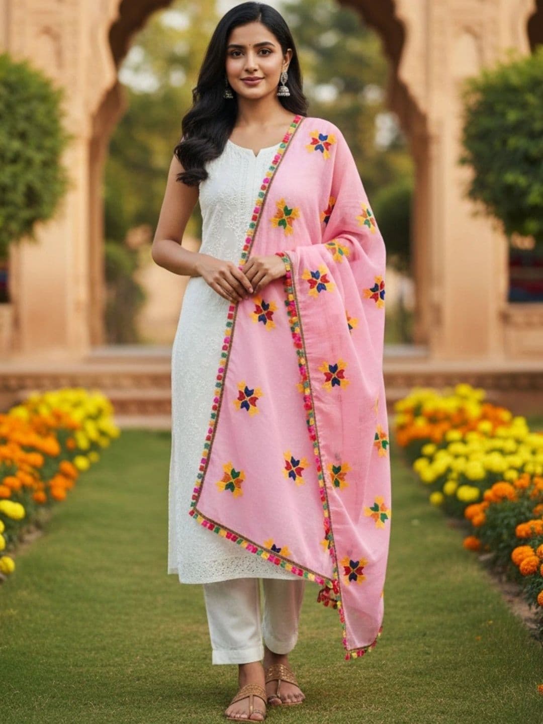 IVAARA Ethnic Motifs Embroidered Dupatta with Thread Work - view 1