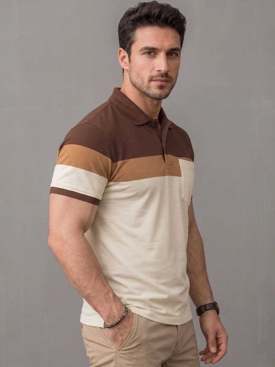 Roadster Men Colourblocked Polo Collar Pockets T-shirt thumbnail 7