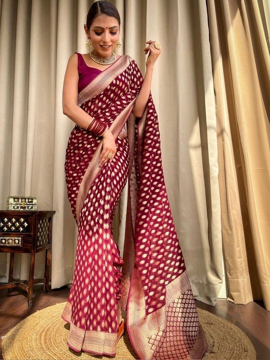 revika Woven Design Zari Art Silk Designer Kanjeevaram Saree thumbnail 6