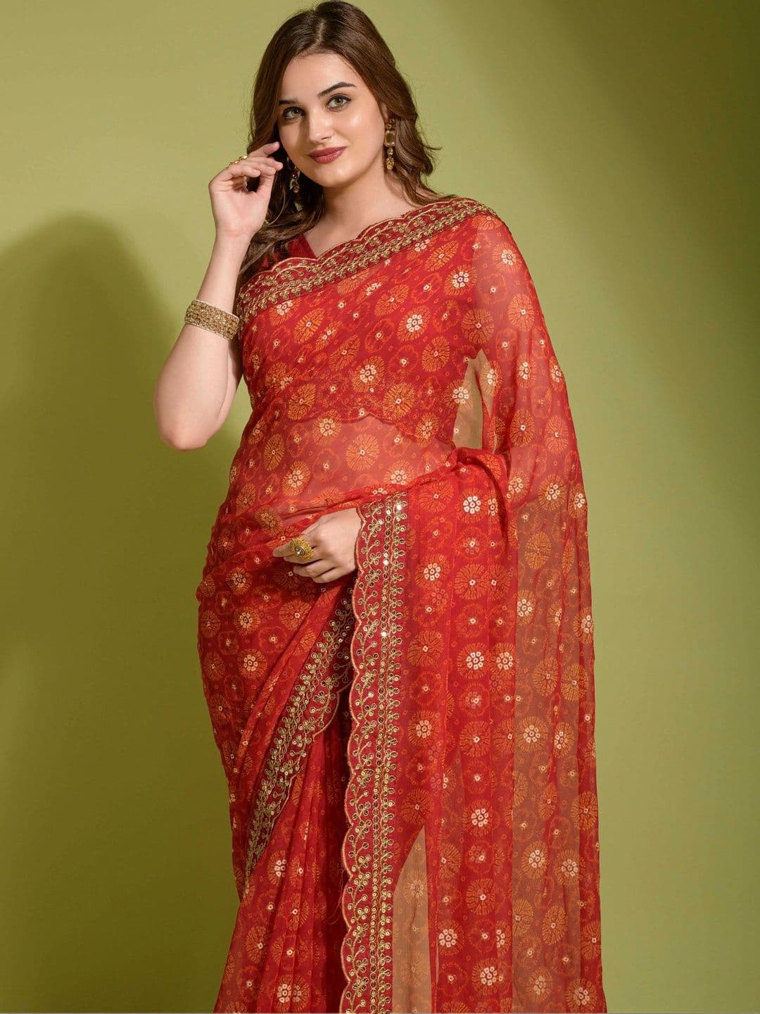 KALINI Embellished Embroidered Pure Chiffon Saree thumbnail 4