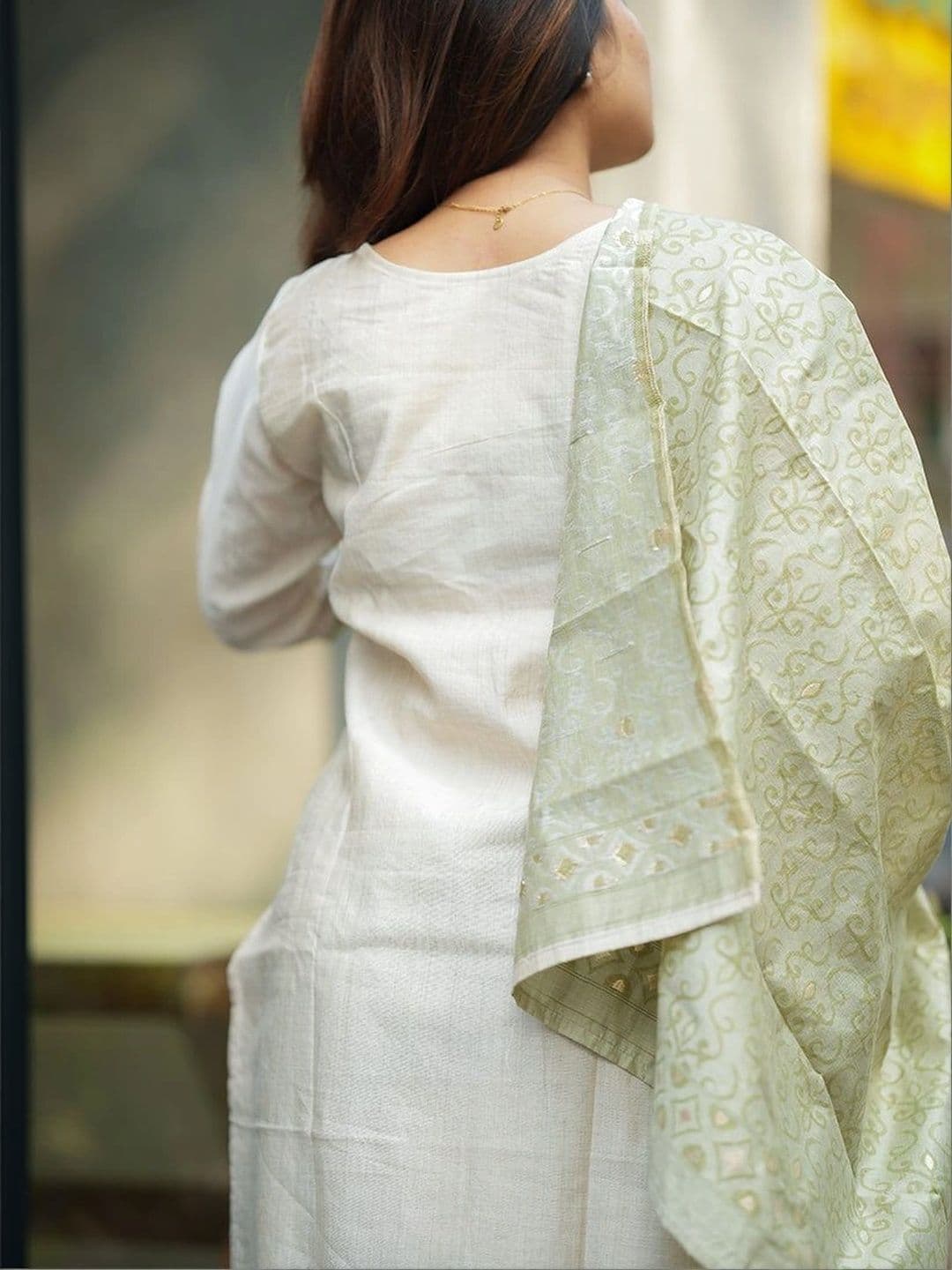BEAUTYBEATS Women Ethnic Motifs Printed Regular Mirror Work Kurta Trousers & With Dupatta thumbnail 2