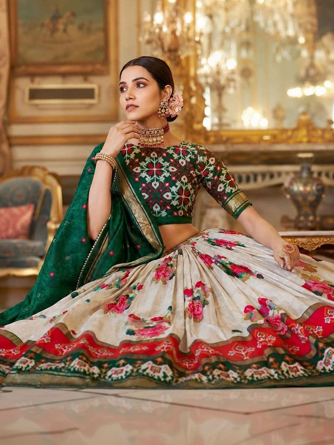 House of Pataudi Semi-Stitched Lehenga & Unstitched Blouse Taping thumbnail 2