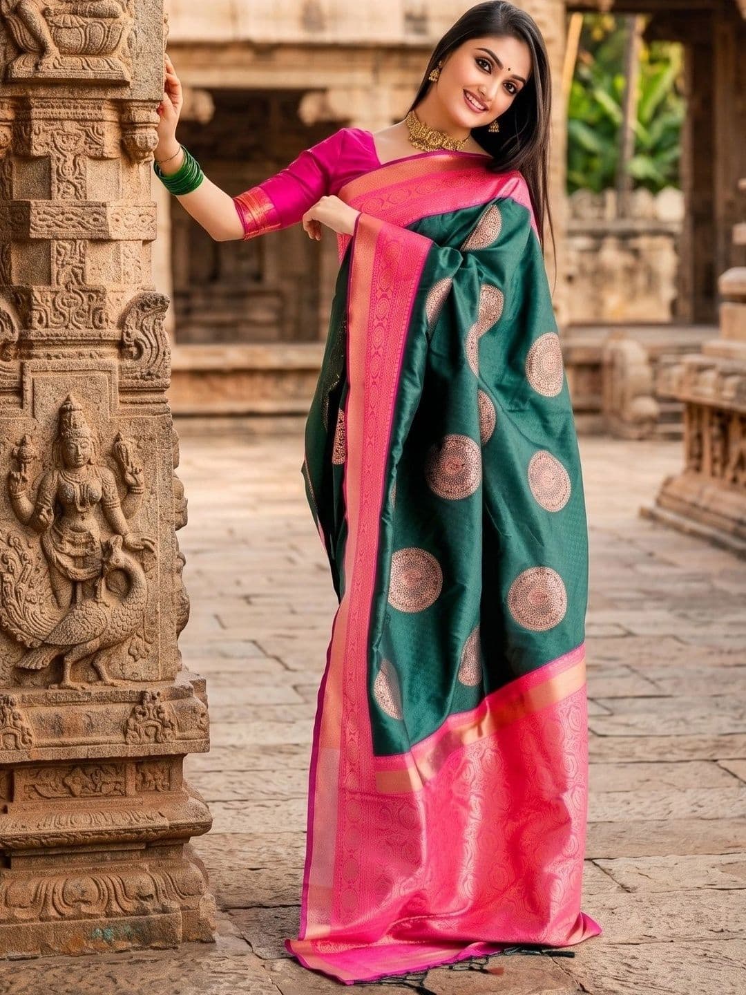 AAVEE Woven Design Zari Art Silk Banarasi Saree thumbnail 6