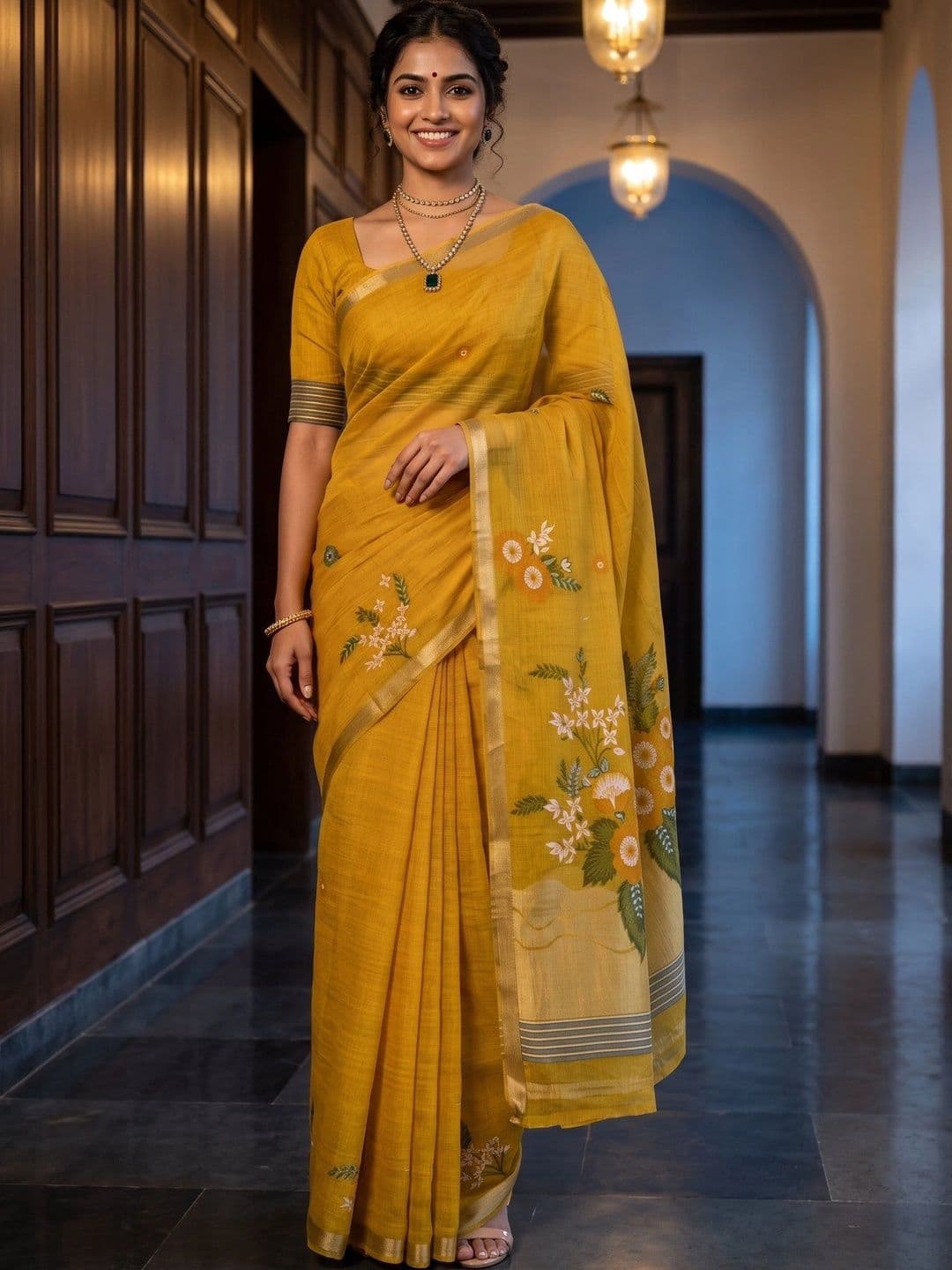 MIMOSA Floral Zari Art Silk Banarasi Saree - view 1