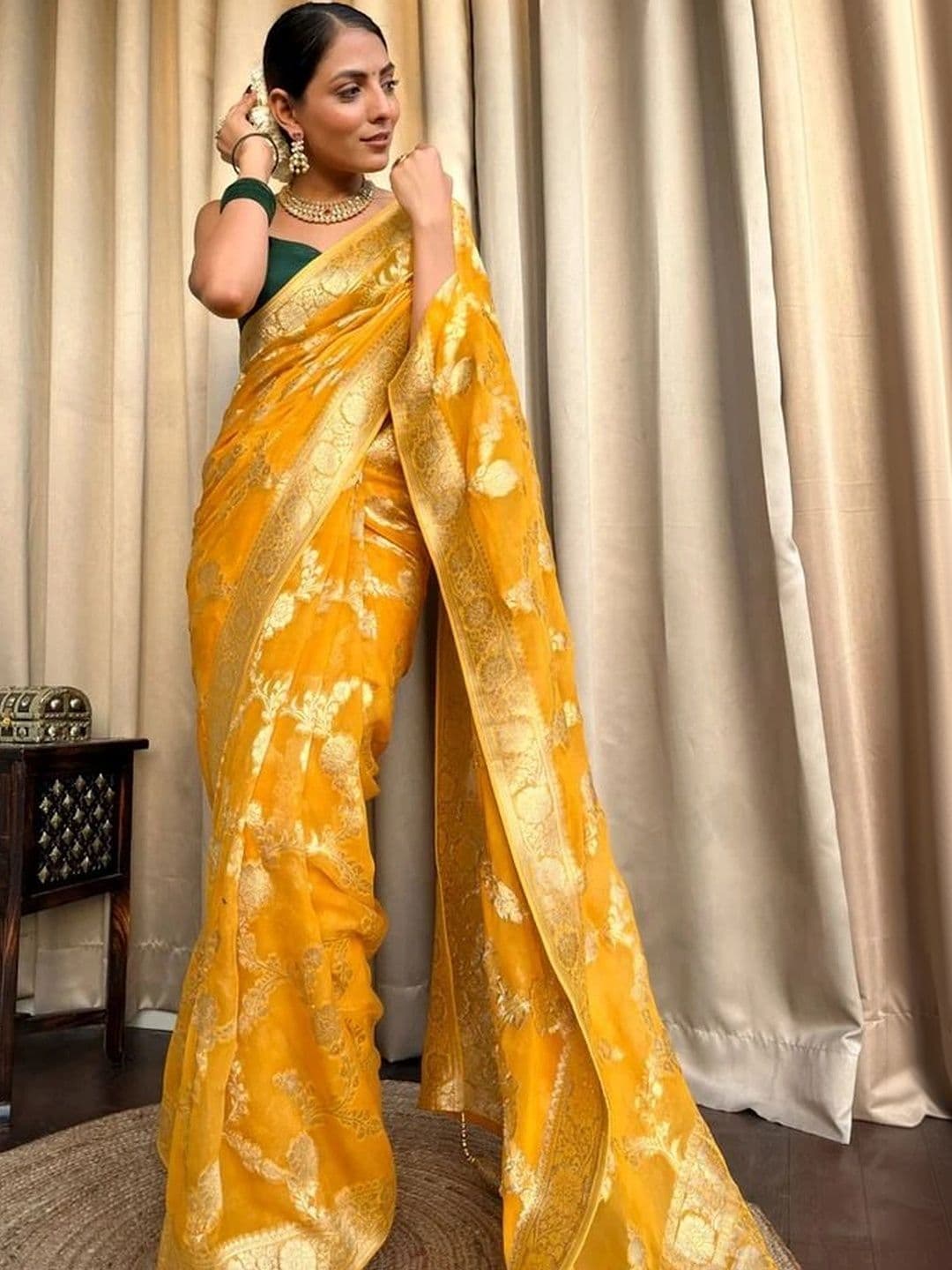 revika Woven Design Zari Art Silk Designer Kanjeevaram Saree thumbnail 4