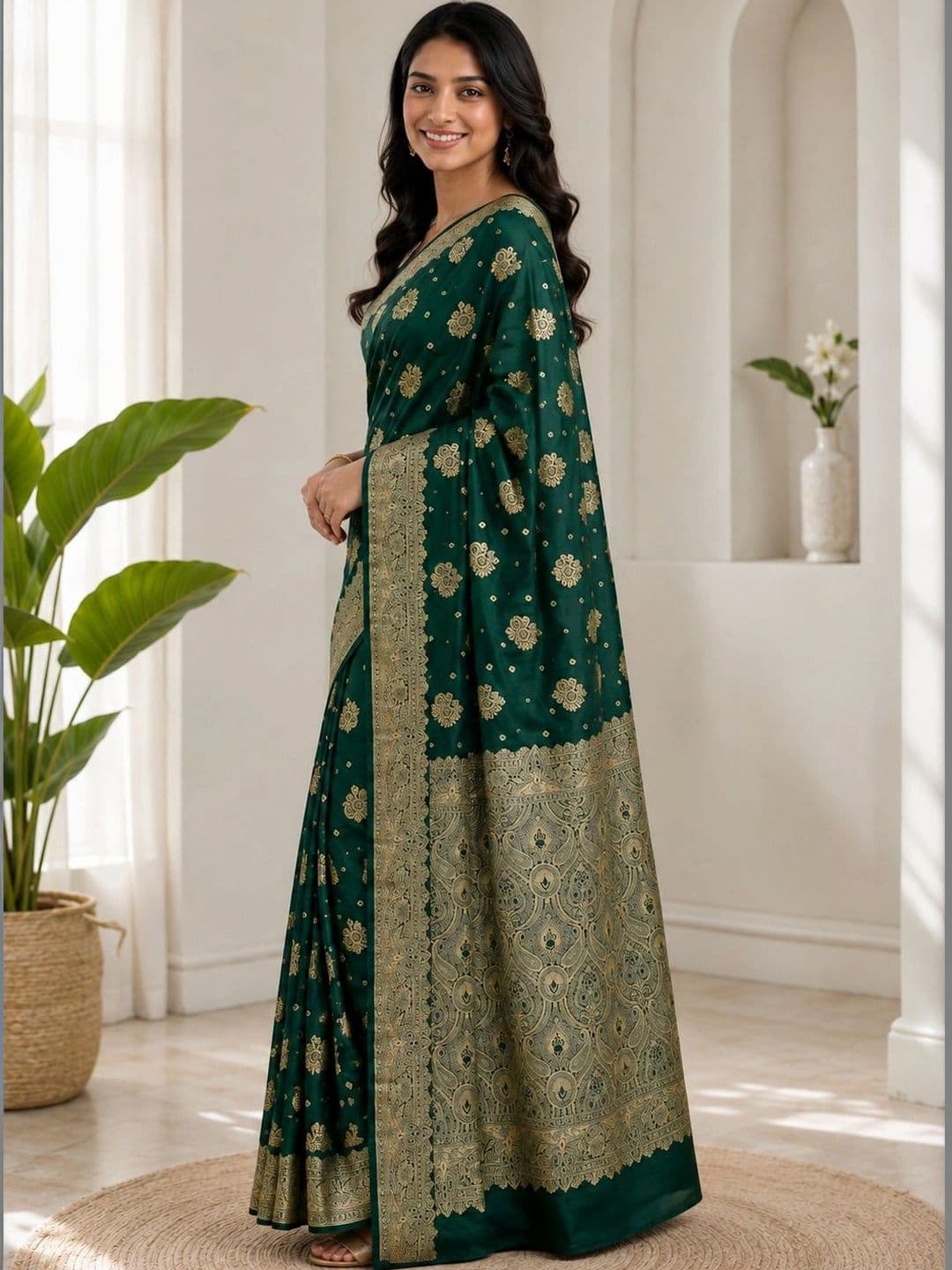 KRISHNA KURTIES Woven Design Zari Art Silk Banarasi Saree thumbnail 4