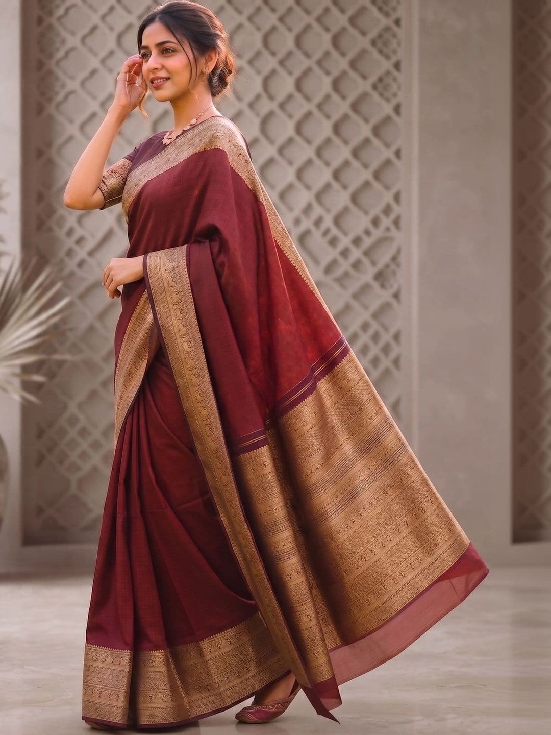 Eecoo Woven Design Zari Art Silk Banarasi Saree thumbnail 4