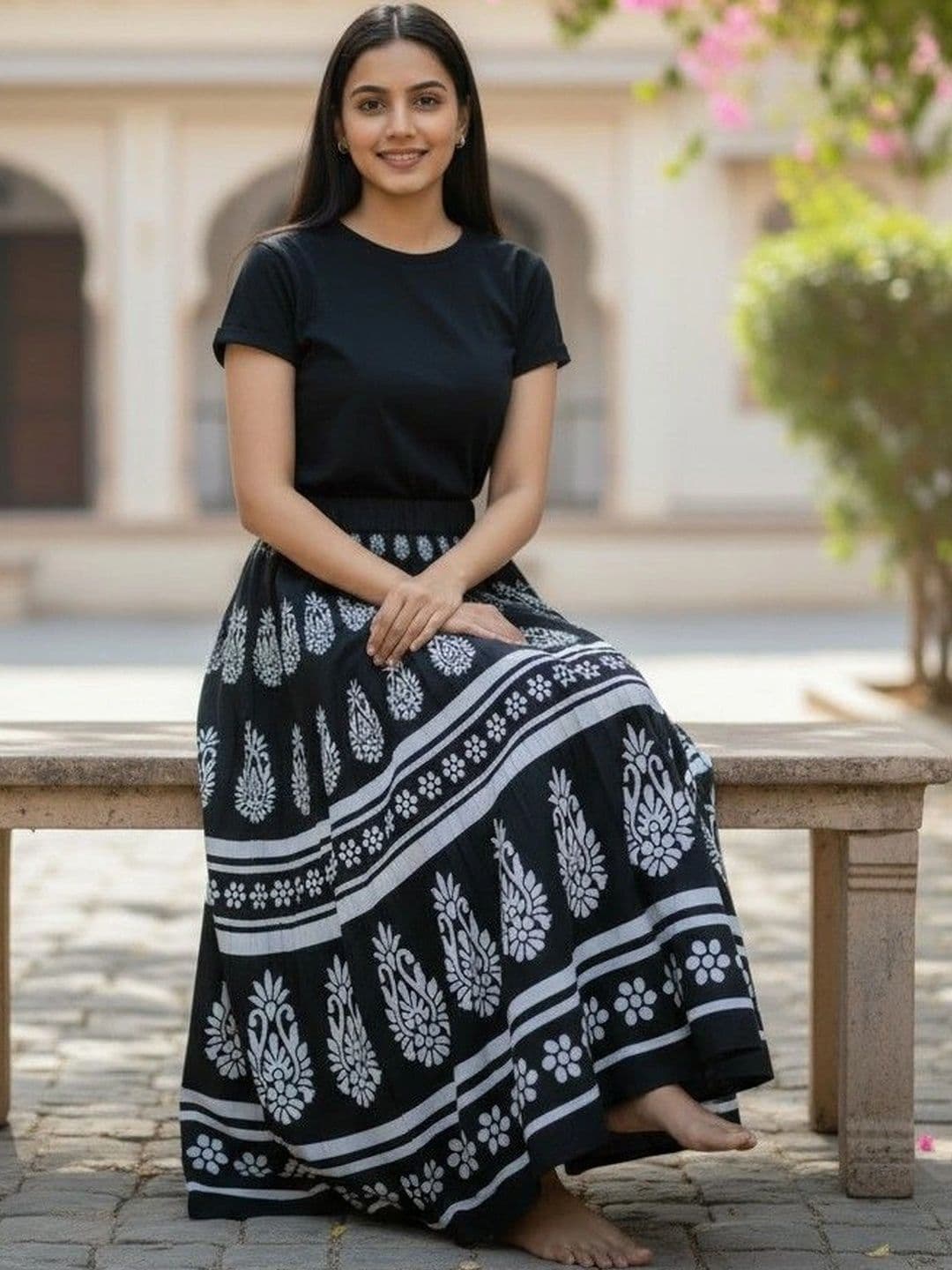 Cot'N Soft Women Pure Cotton Cotton Cambric Paisley Maxi Flared Skirt thumbnail 4