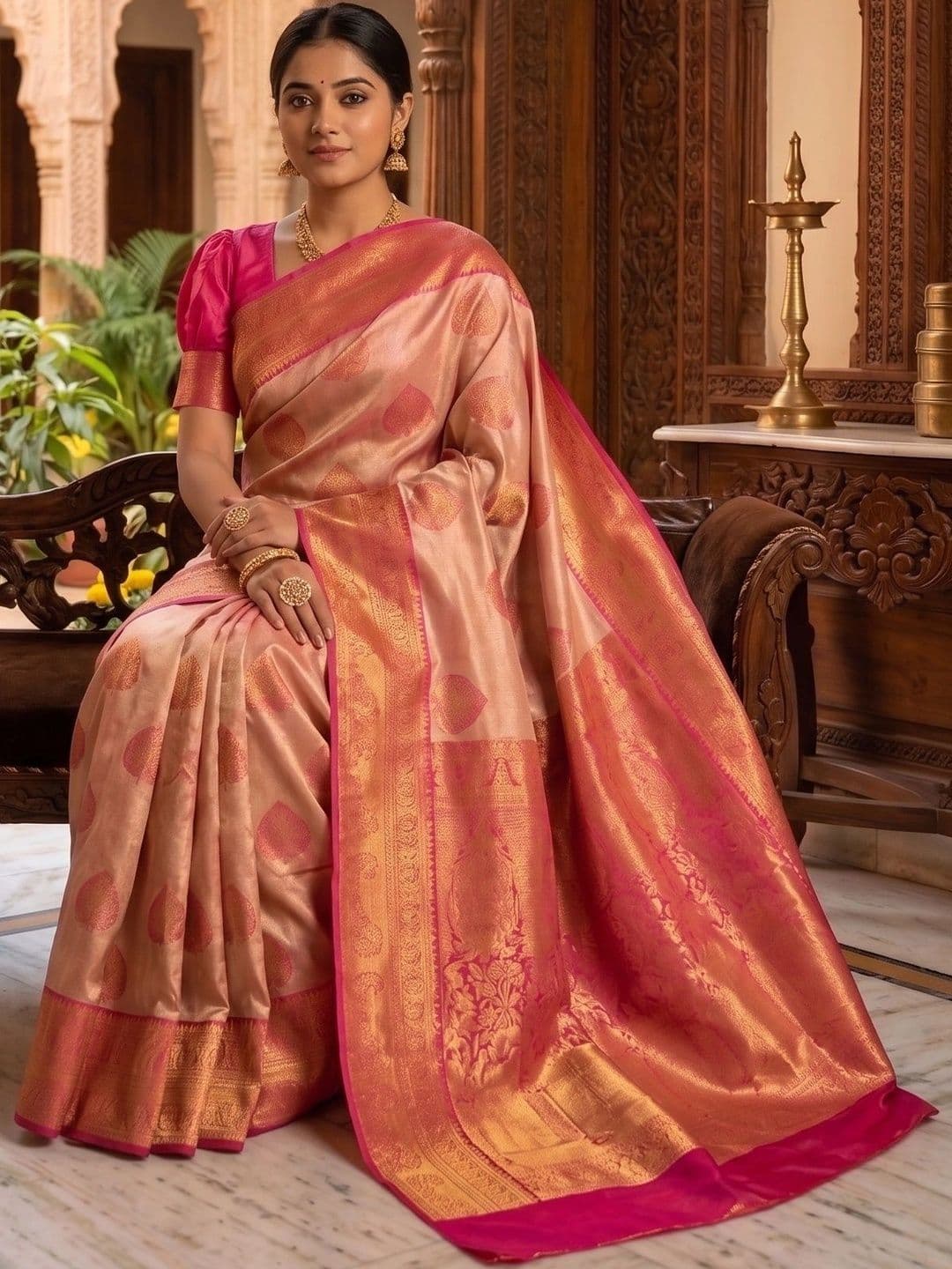 FASHIONIZO Woven Design Zari Art Silk Banarasi Saree thumbnail 3