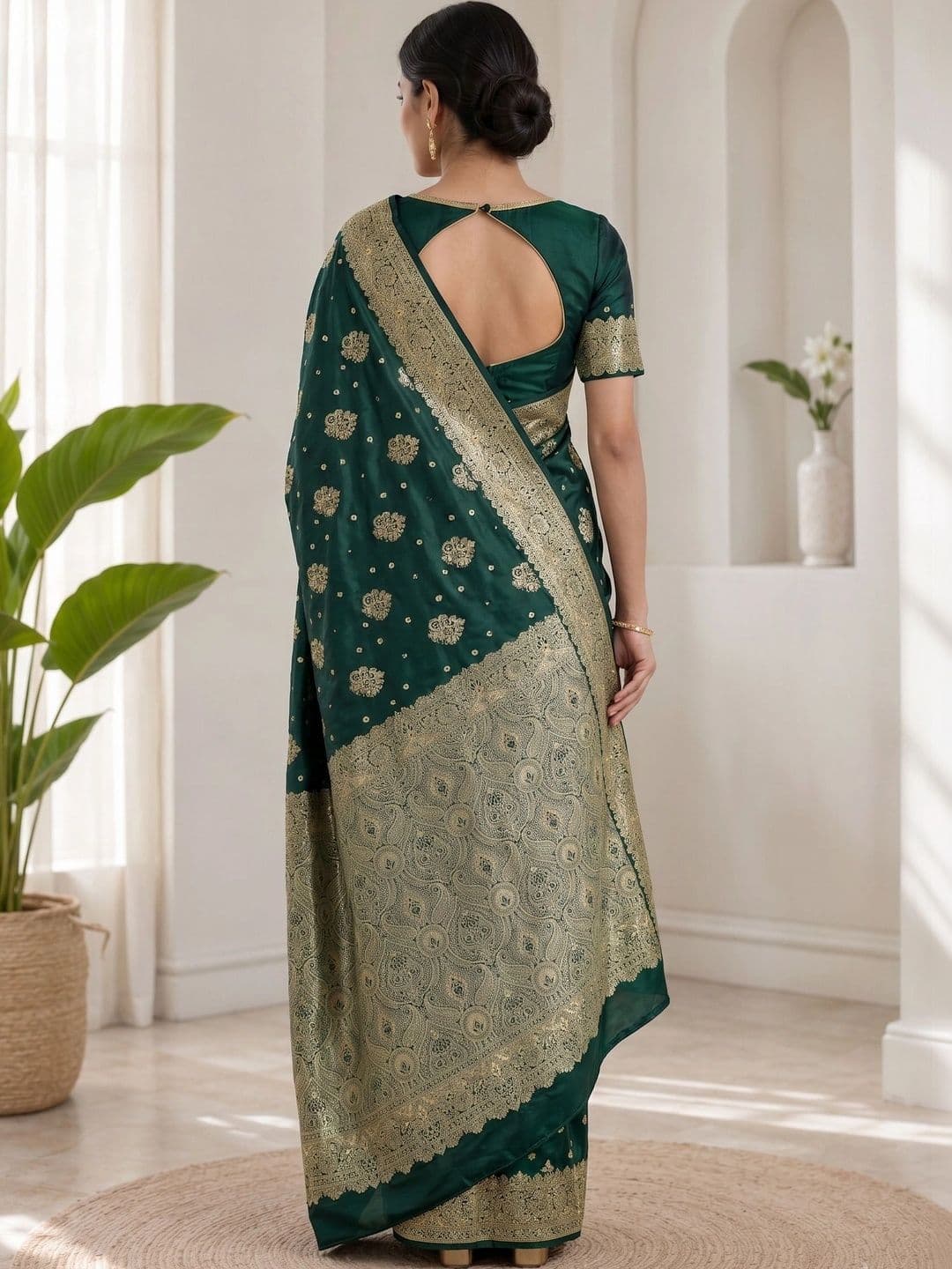 KRISHNA KURTIES Woven Design Zari Art Silk Banarasi Saree thumbnail 5