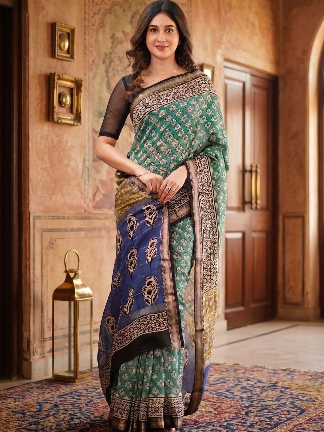 SHRIADINATH Woven Design Zari Linen Blend Saree - view 1