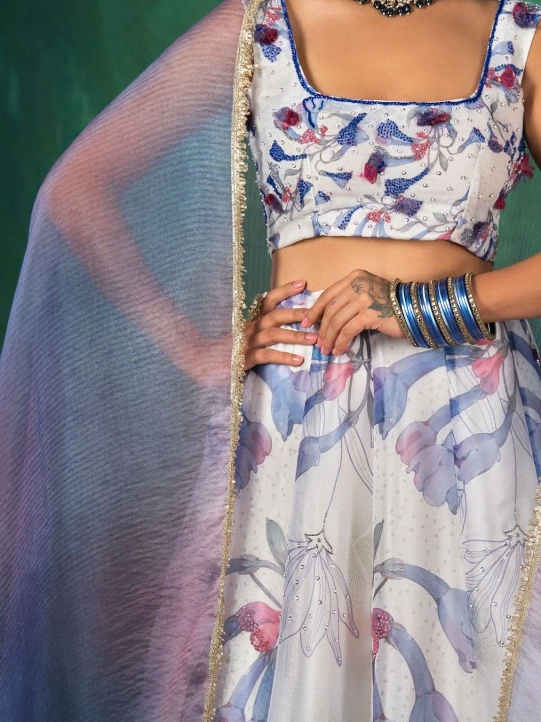 JIVANIS Printed Ready to Wear Lehenga & Blouse With Dupatta thumbnail 2