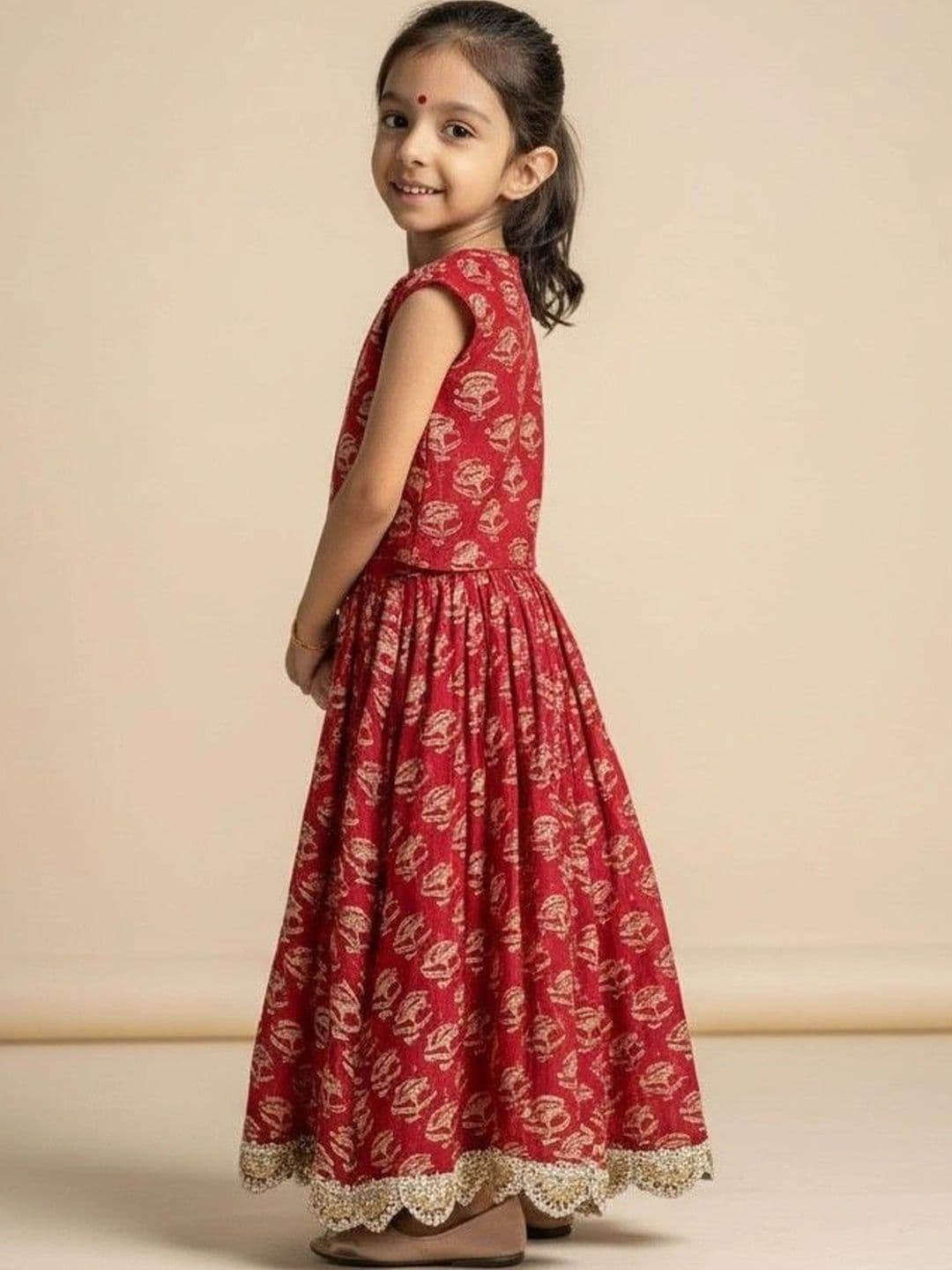 Kakapo Kids Girls Embellished Ready to Wear Lehenga & thumbnail 3