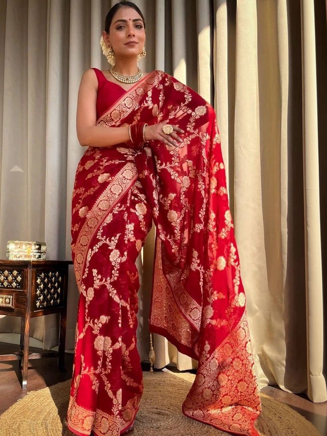 revika Woven Design Zari Art Silk Designer Kanjeevaram Saree thumbnail 3