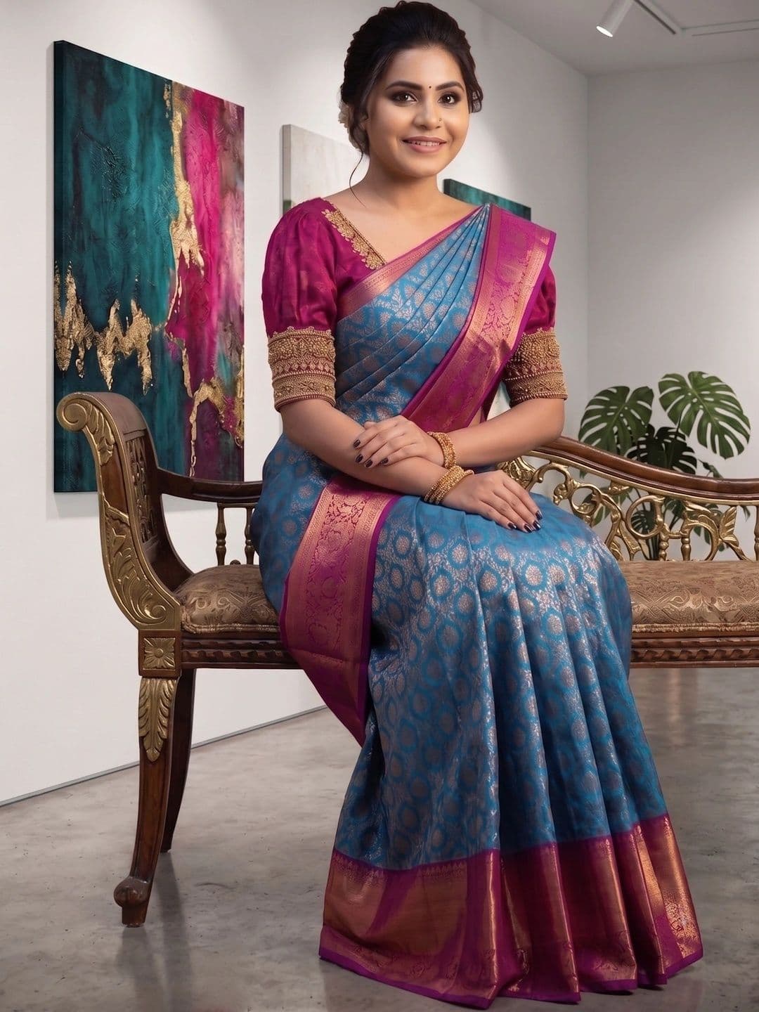YASHASVI FASHION Woven Design Zari Art Silk Banarasi Saree thumbnail 3