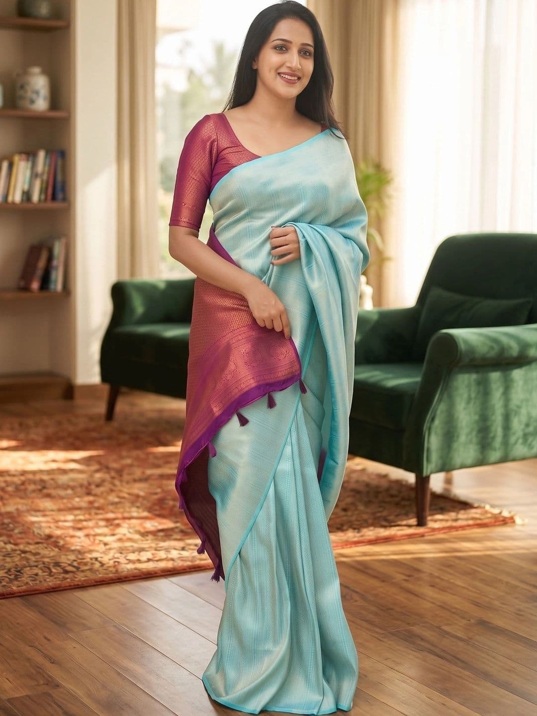 AAVEE Woven Design Zari Art Silk Banarasi Saree - view 1