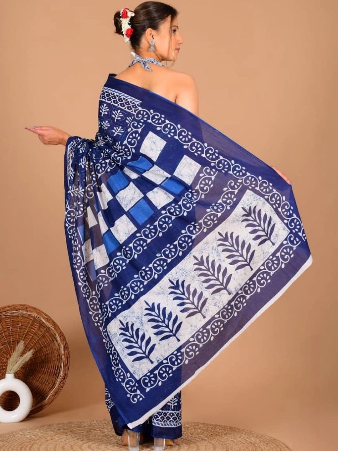 Rashijangidofficial Dabu Pure Cotton Bagru Saree thumbnail 4