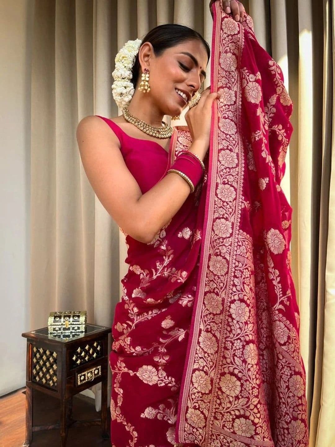 revika Woven Design Zari Art Silk Designer Kanjeevaram Saree thumbnail 4