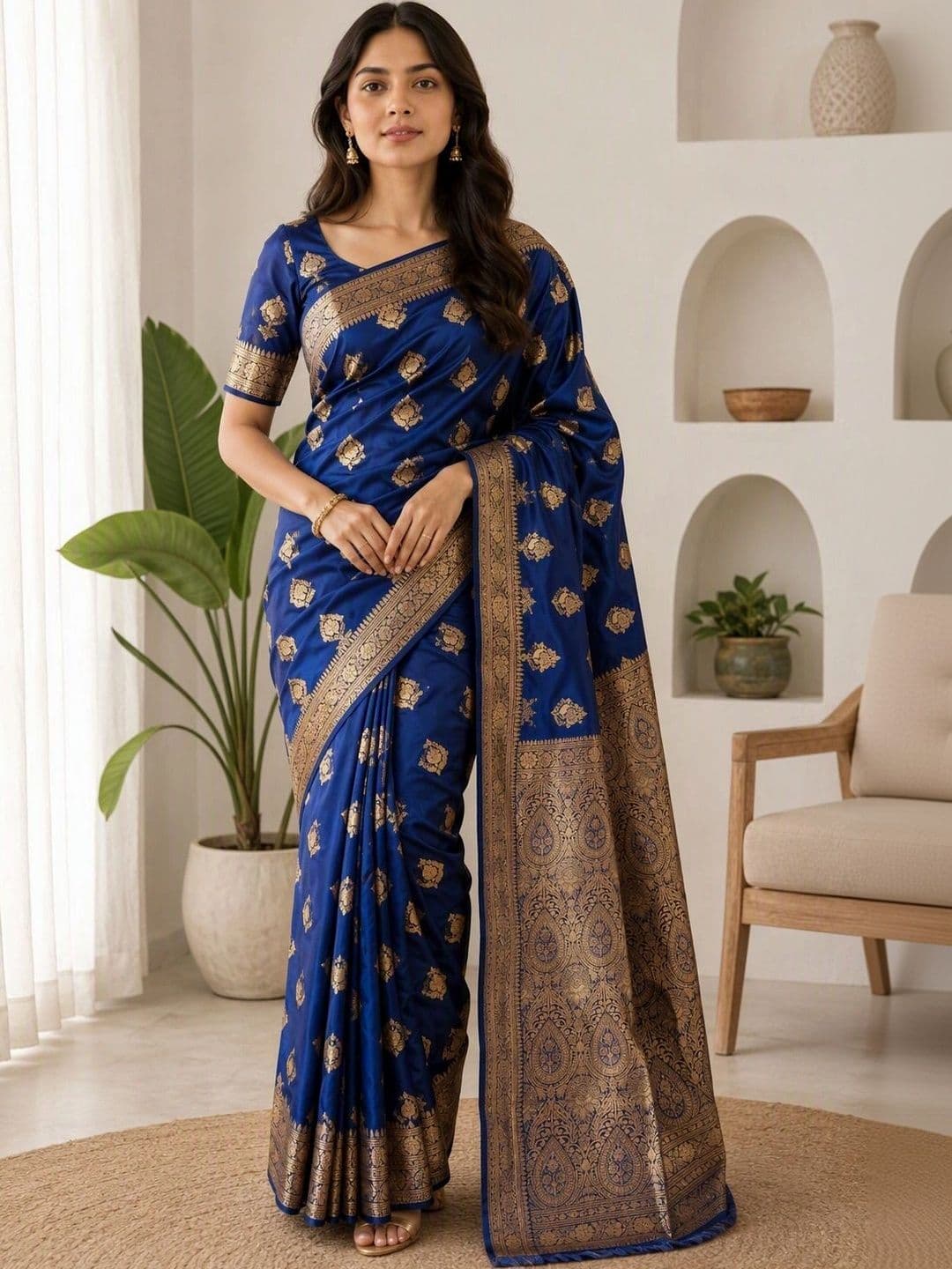 KRISHNA KURTIES Woven Design Zari Art Silk Banarasi Saree - view 1