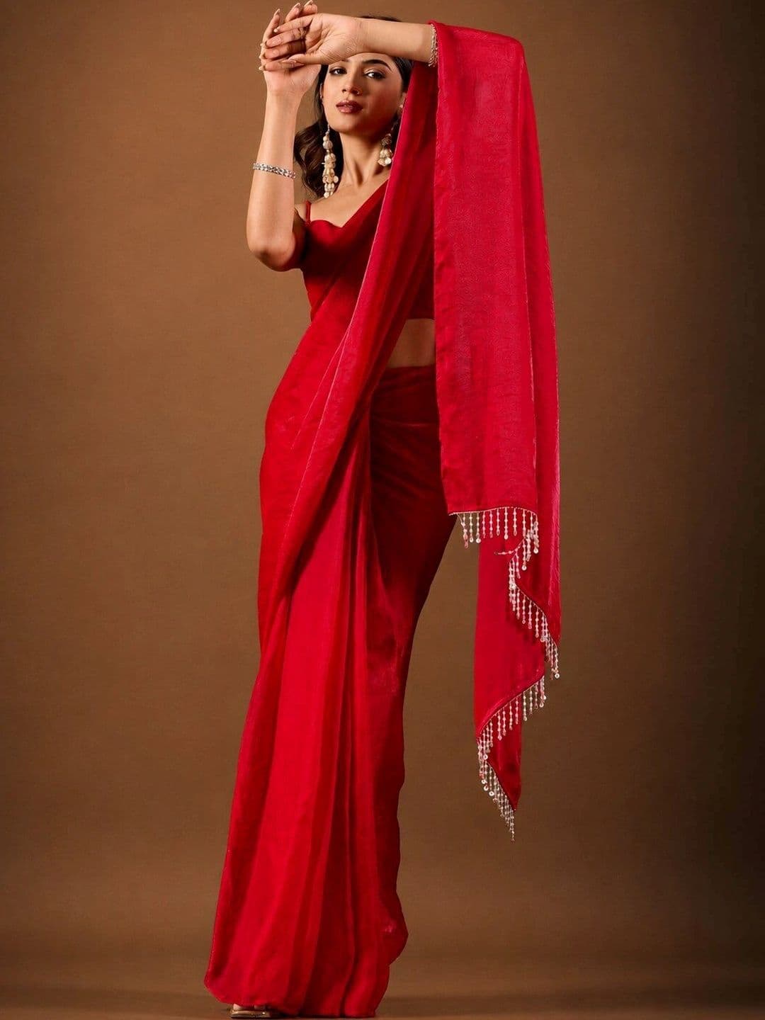 house of kk Beads and Stones Satin Designer Saree thumbnail 4