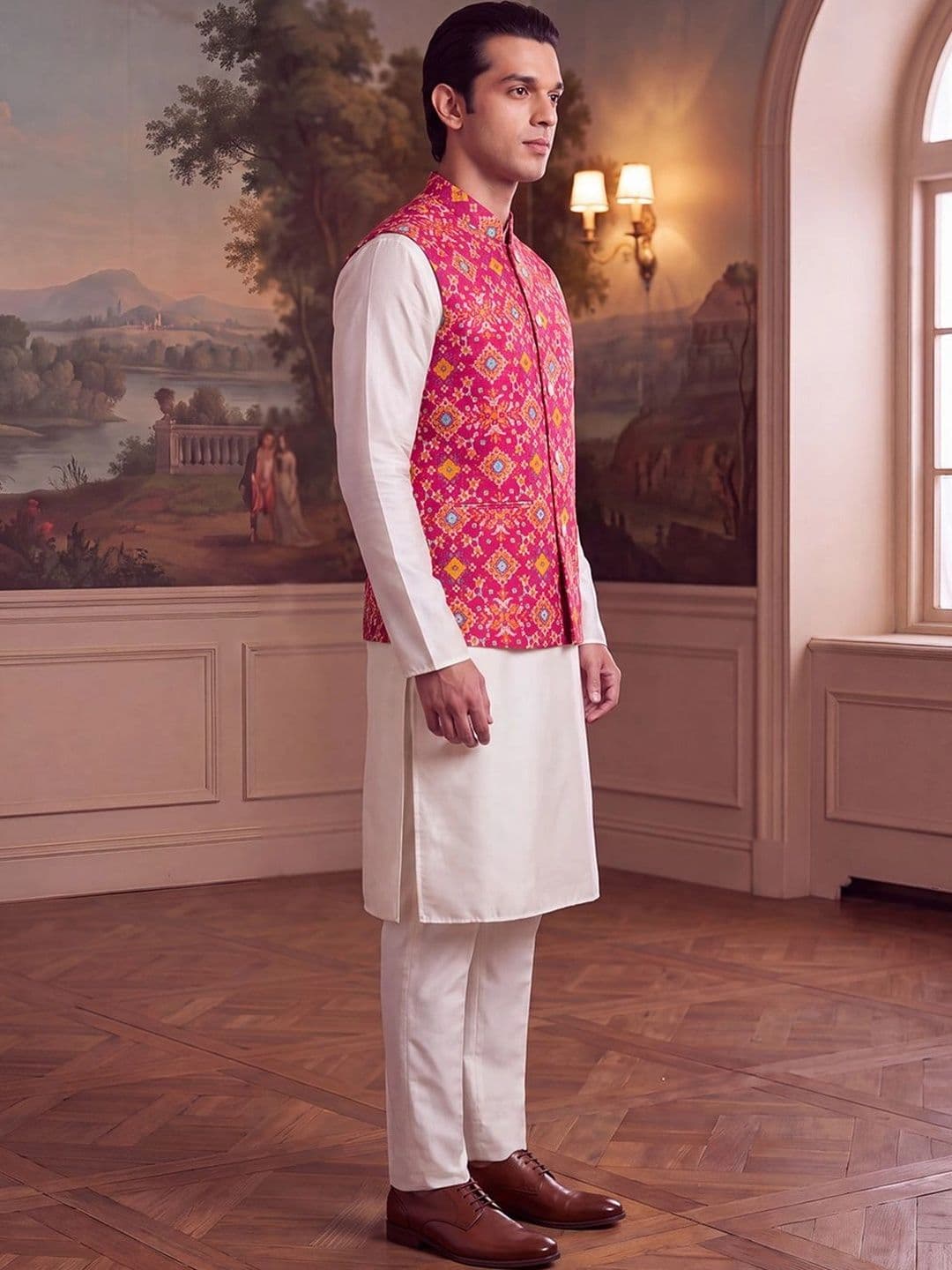 Ethnic Bay Patola Printed Nehru Jackets thumbnail 3