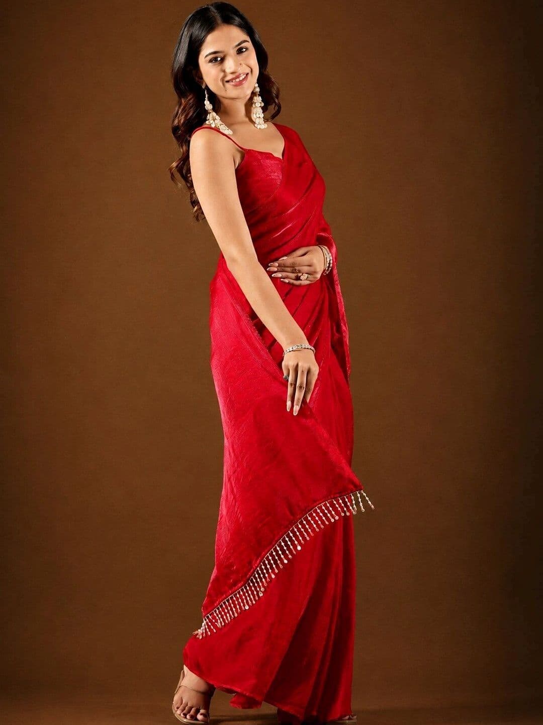 house of kk Beads and Stones Satin Designer Saree thumbnail 6