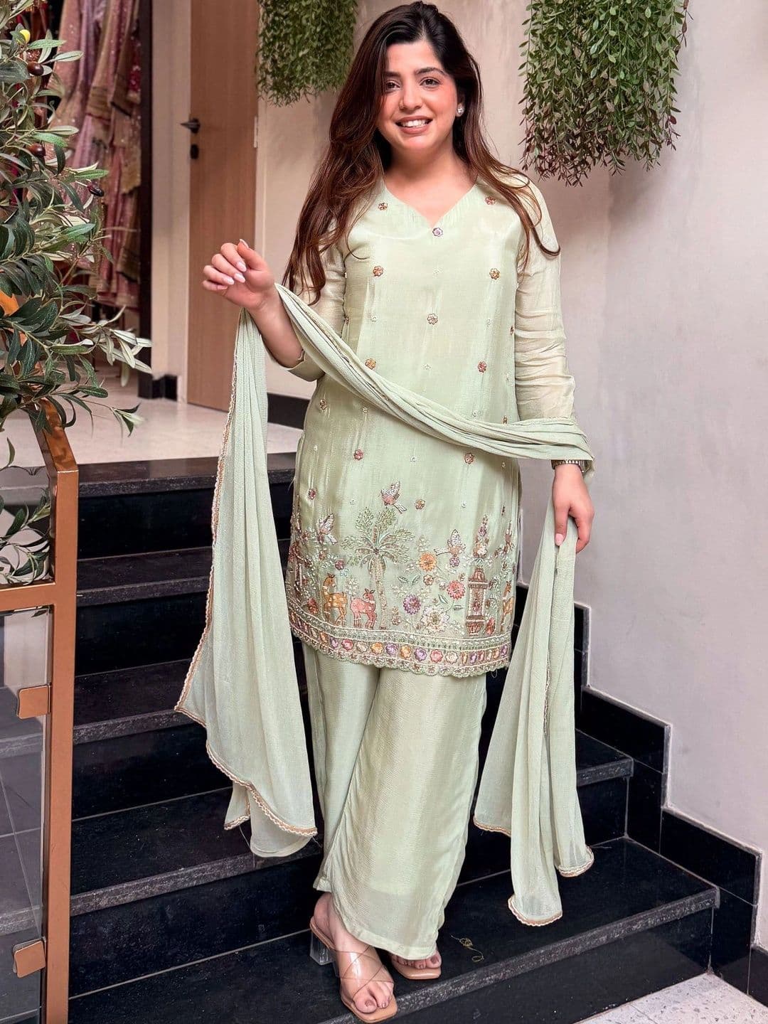 PRASAANCREATION Women Ethnic Embroidered Regular Thread Work Kurta  Patiala With Dupatta thumbnail 4