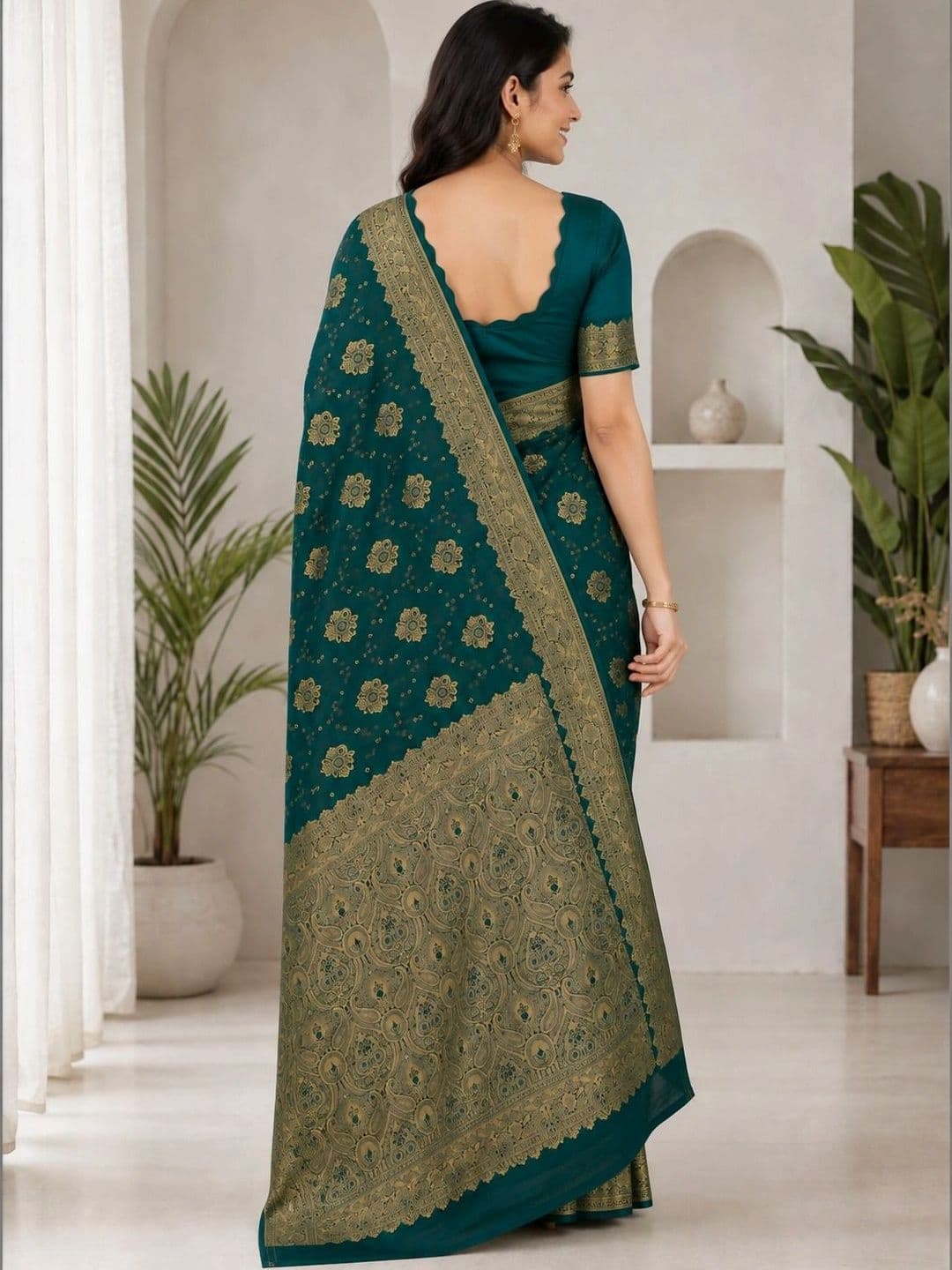 KRISHNA KURTIES Woven Design Zari Art Silk Banarasi Saree thumbnail 4
