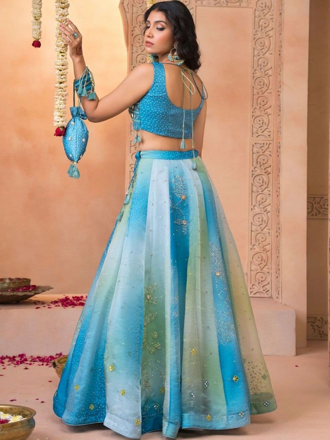 JIVANIS Embellished Mirror Work Ready to Wear Lehenga & Blouse With Dupatta thumbnail 5