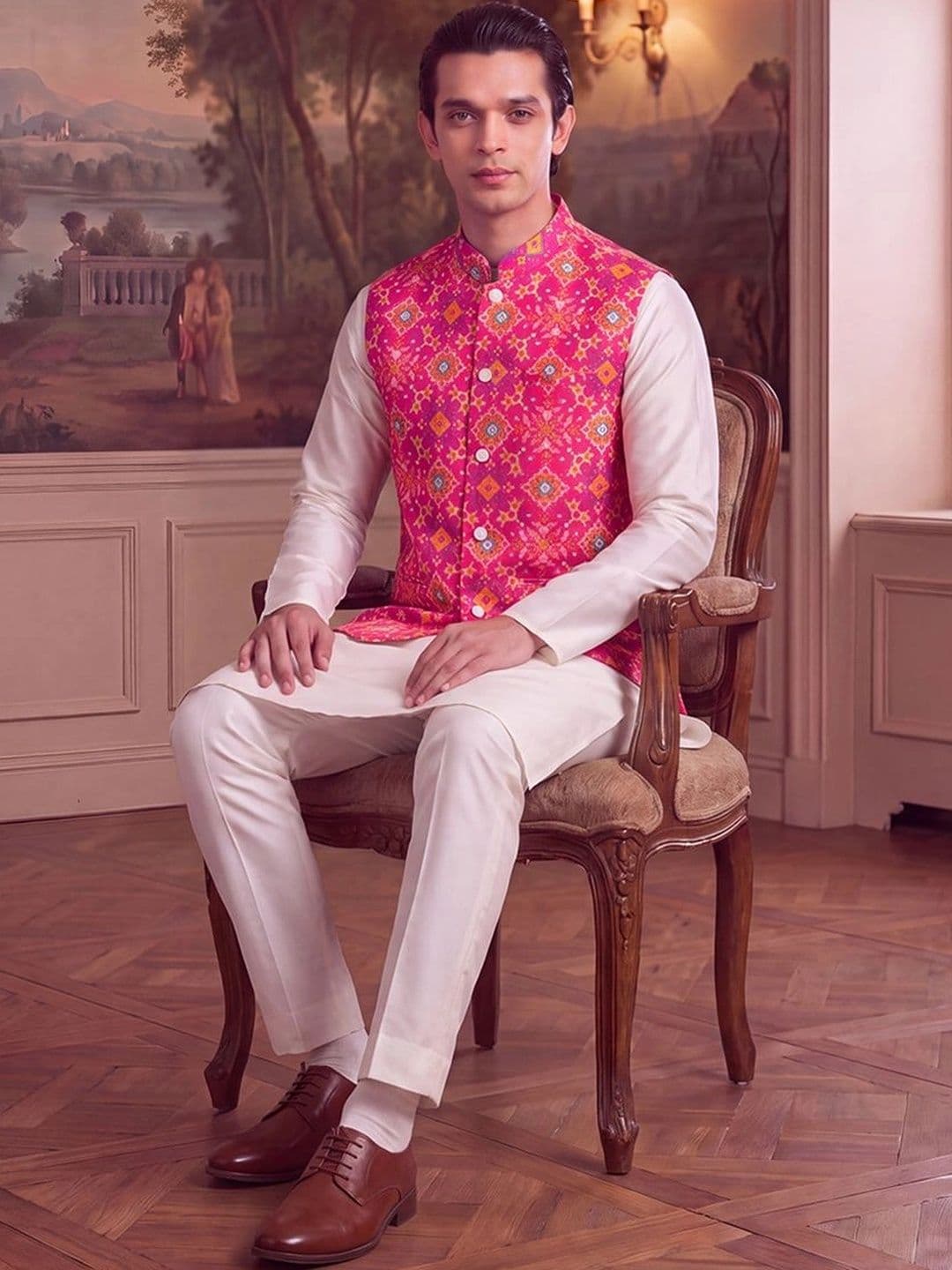 Ethnic Bay Patola Printed Nehru Jackets thumbnail 5
