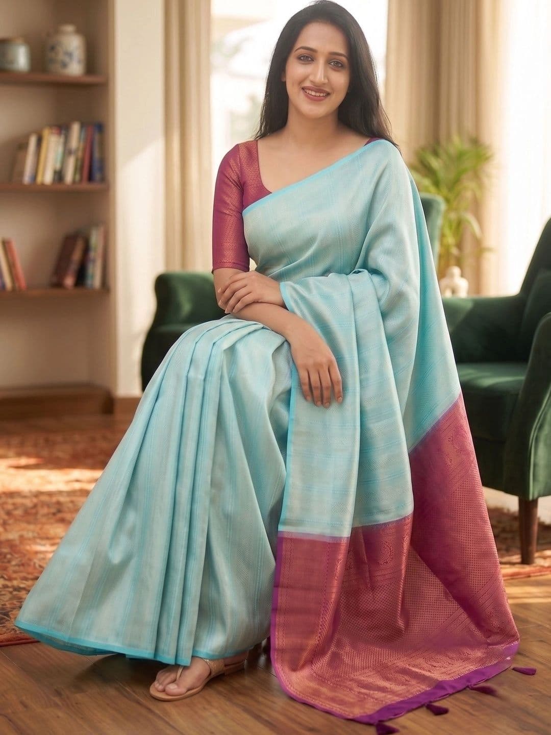 7Eleven Fashion Woven Design Zari Art Silk Banarasi Saree thumbnail 4