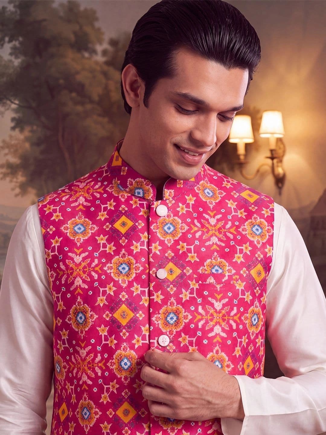 Ethnic Bay Patola Printed Nehru Jackets thumbnail 6