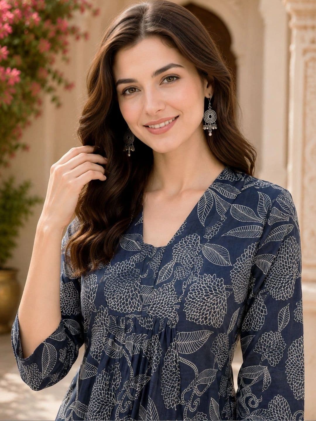 HIVA TRENDZ Women Floral Printed Empire Kurta with Palazzos thumbnail 2