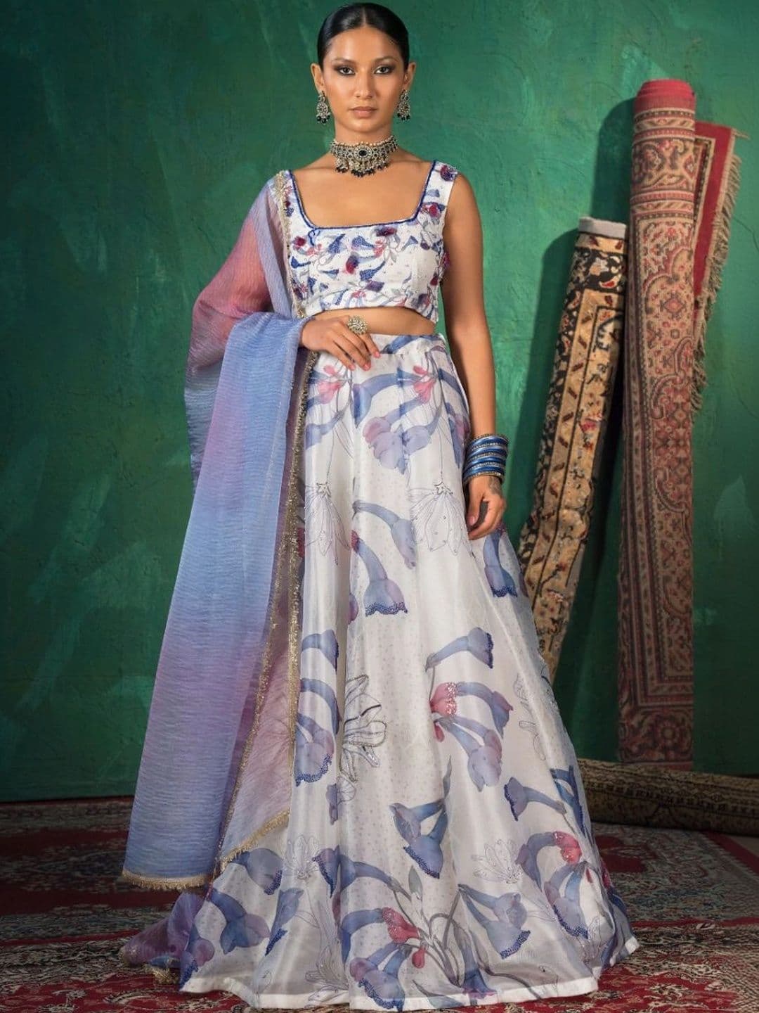 JIVANIS Printed Ready to Wear Lehenga & Blouse With Dupatta thumbnail 4