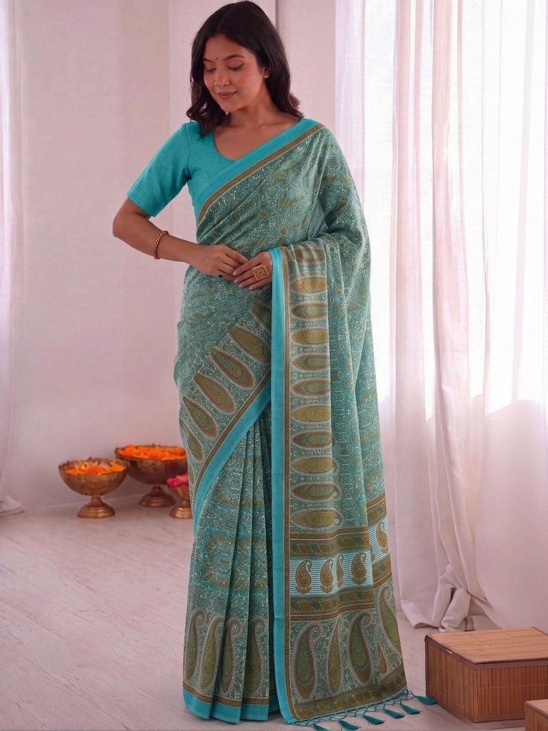 POSHKALA Silk Cotton Saree thumbnail 4