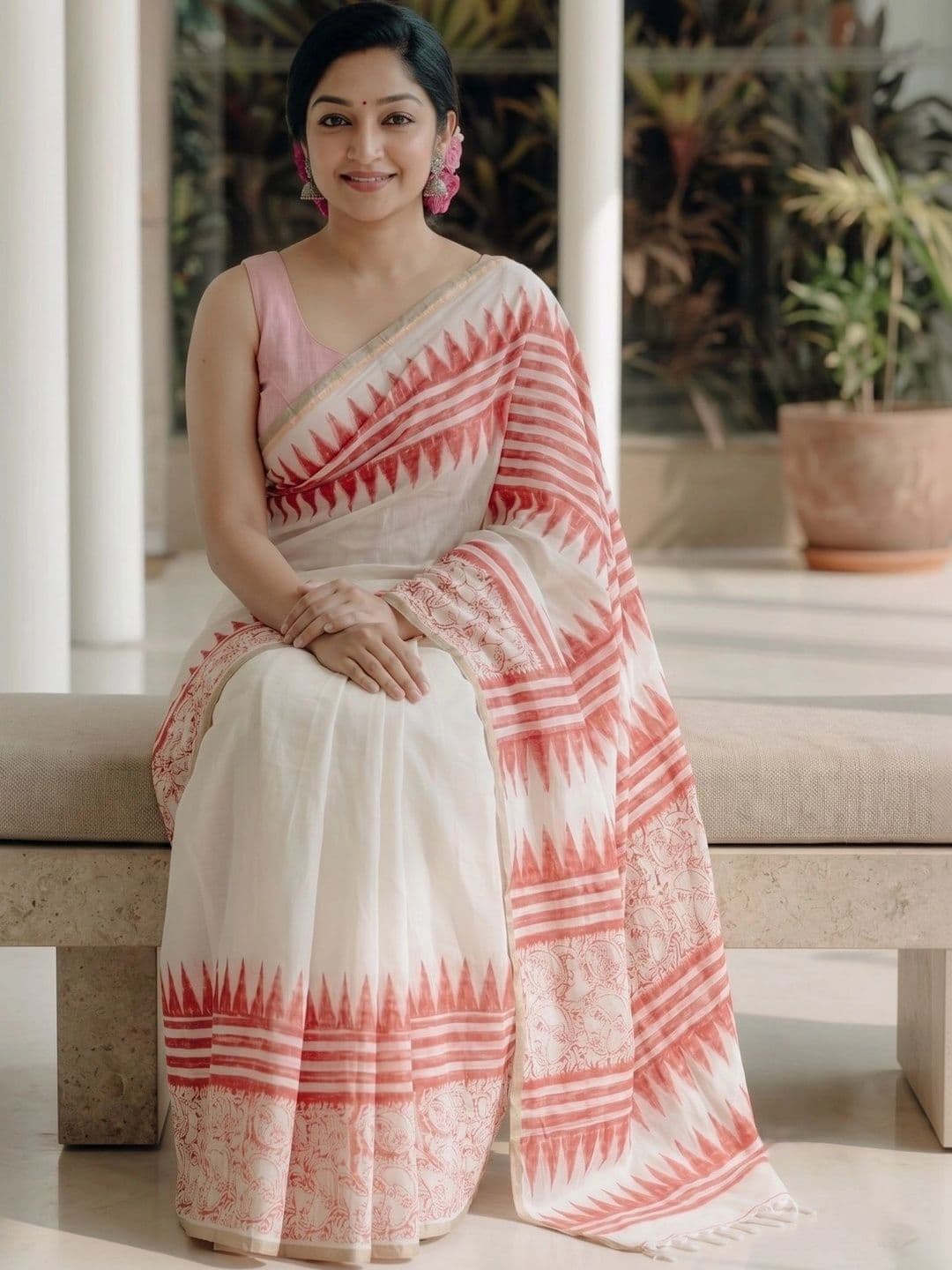 Vidula Fashion Zari Linen Blend Saree thumbnail 4