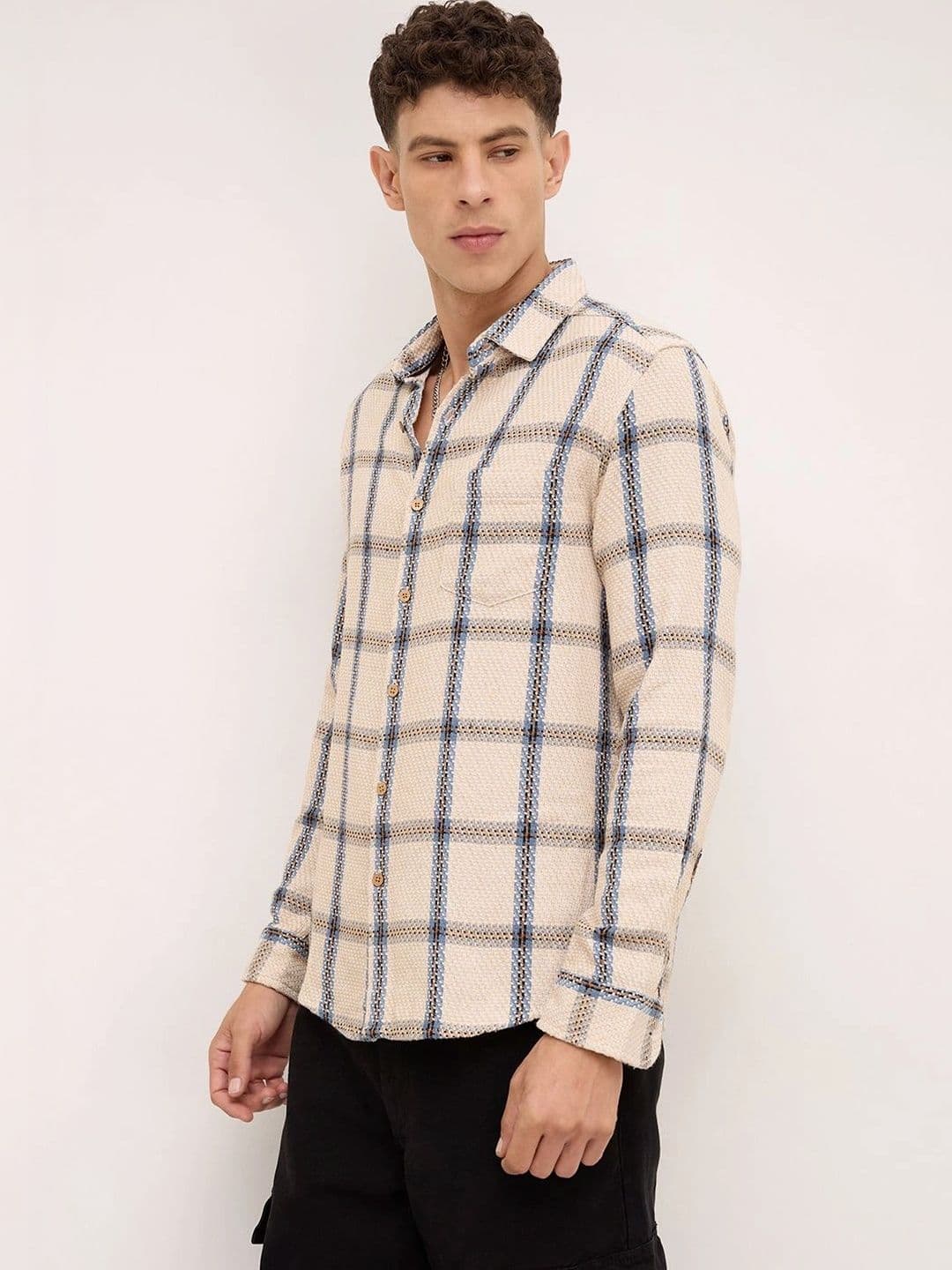 VASTRADO Men Classic Slim Fit Checked Casual Shirt thumbnail 7