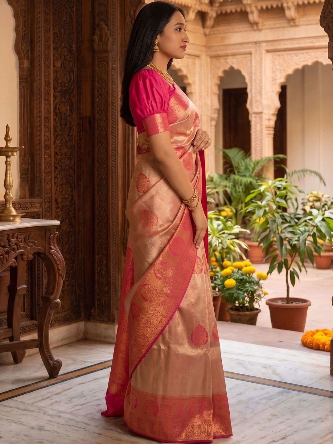 FASHIONIZO Woven Design Zari Art Silk Banarasi Saree thumbnail 2
