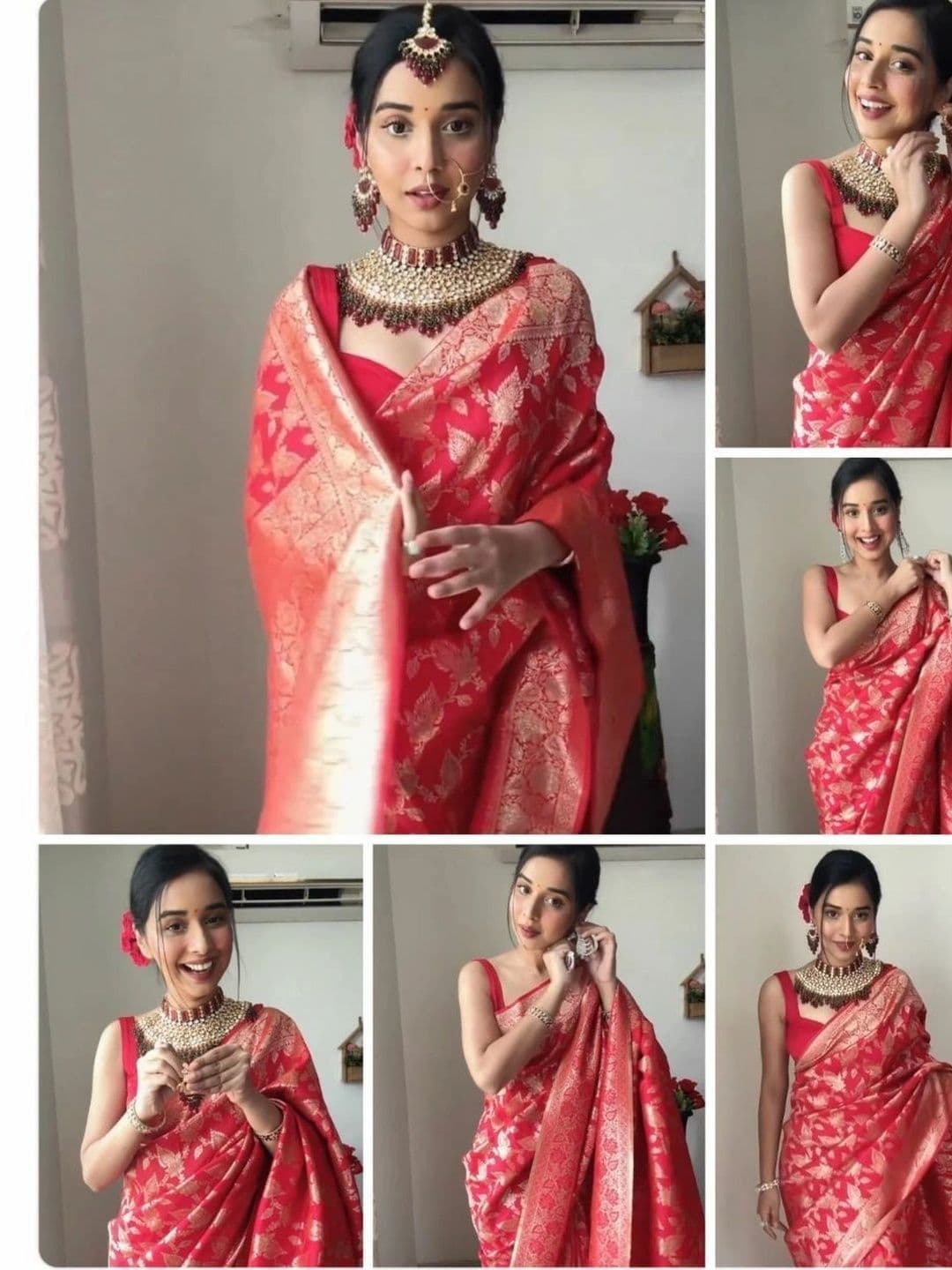 you shop we ship Woven Design Zari Art Silk Banarasi Saree thumbnail 2