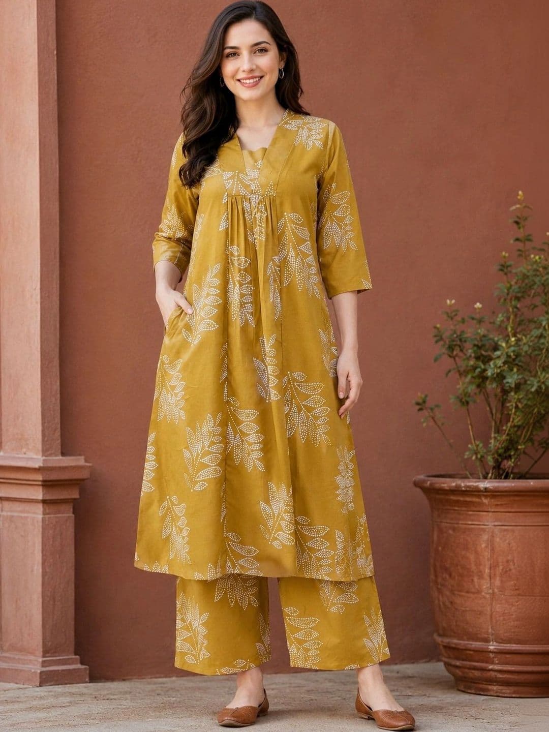 HIVA TRENDZ Women Floral Printed Empire Kurta with Palazzos thumbnail 3