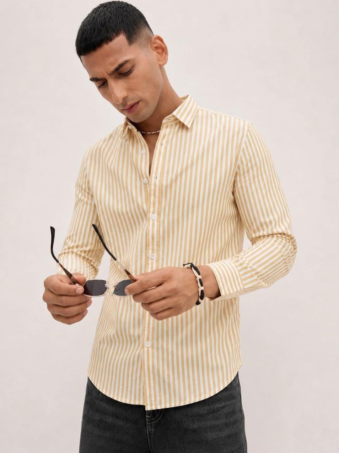 R.Code by The Roadster Life Co. Men Standard Striped Casual Shirt thumbnail 2