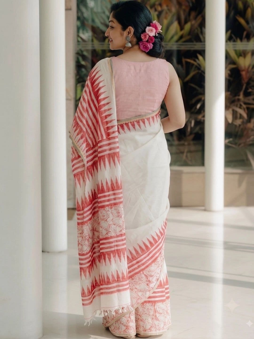 SHRIADINATH Zari Linen Blend Saree thumbnail 6