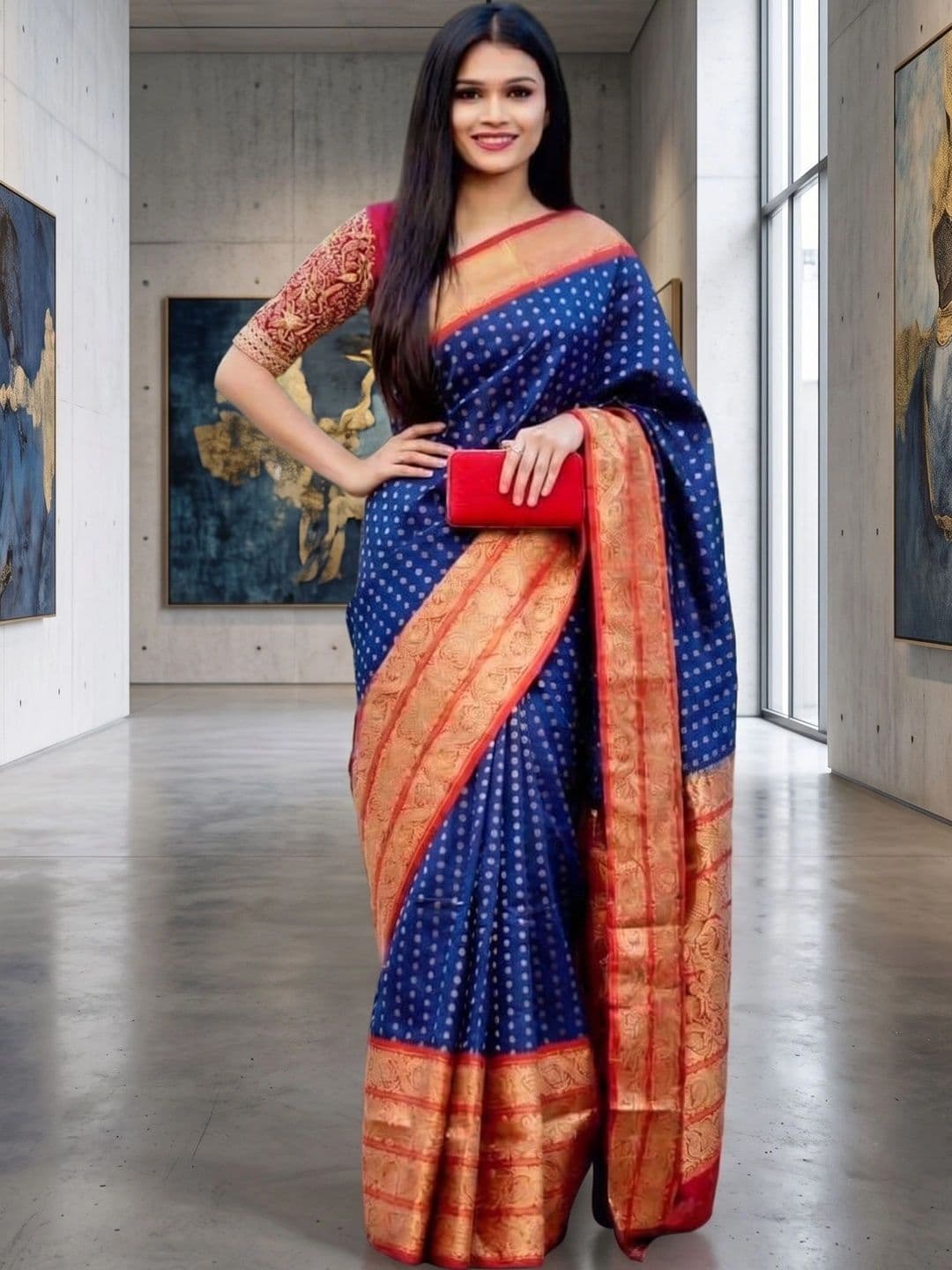 AJ FASHION PLUS Woven Design Zari Art Silk Banarasi Saree - view 1