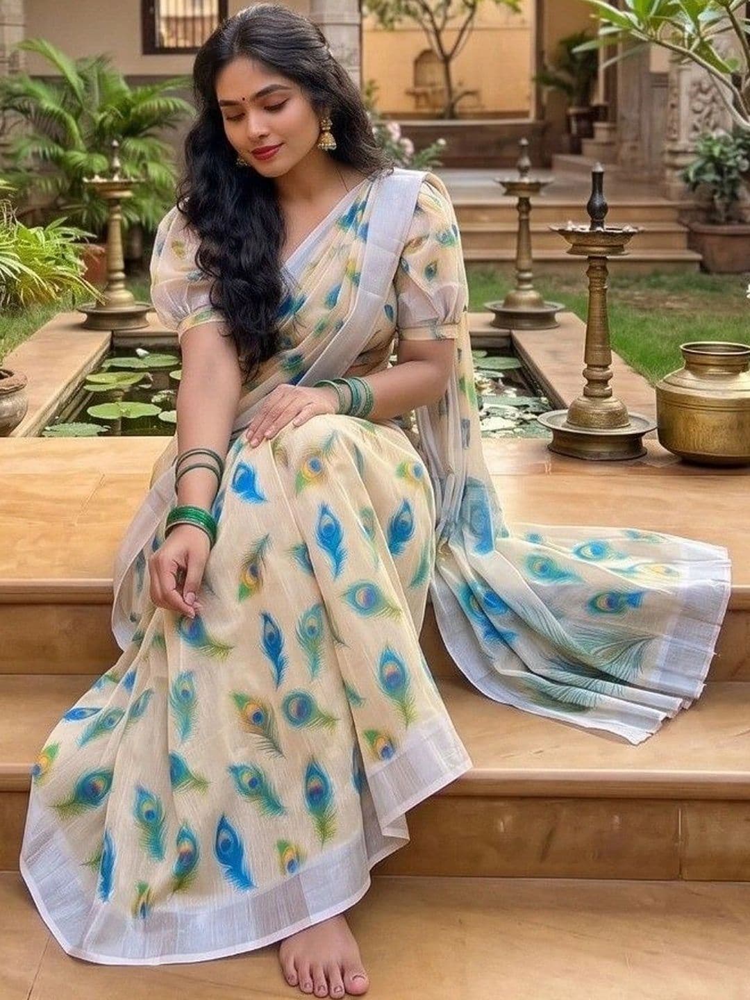 Aman's Impero Woven Design Zari Linen Blend Saree thumbnail 3