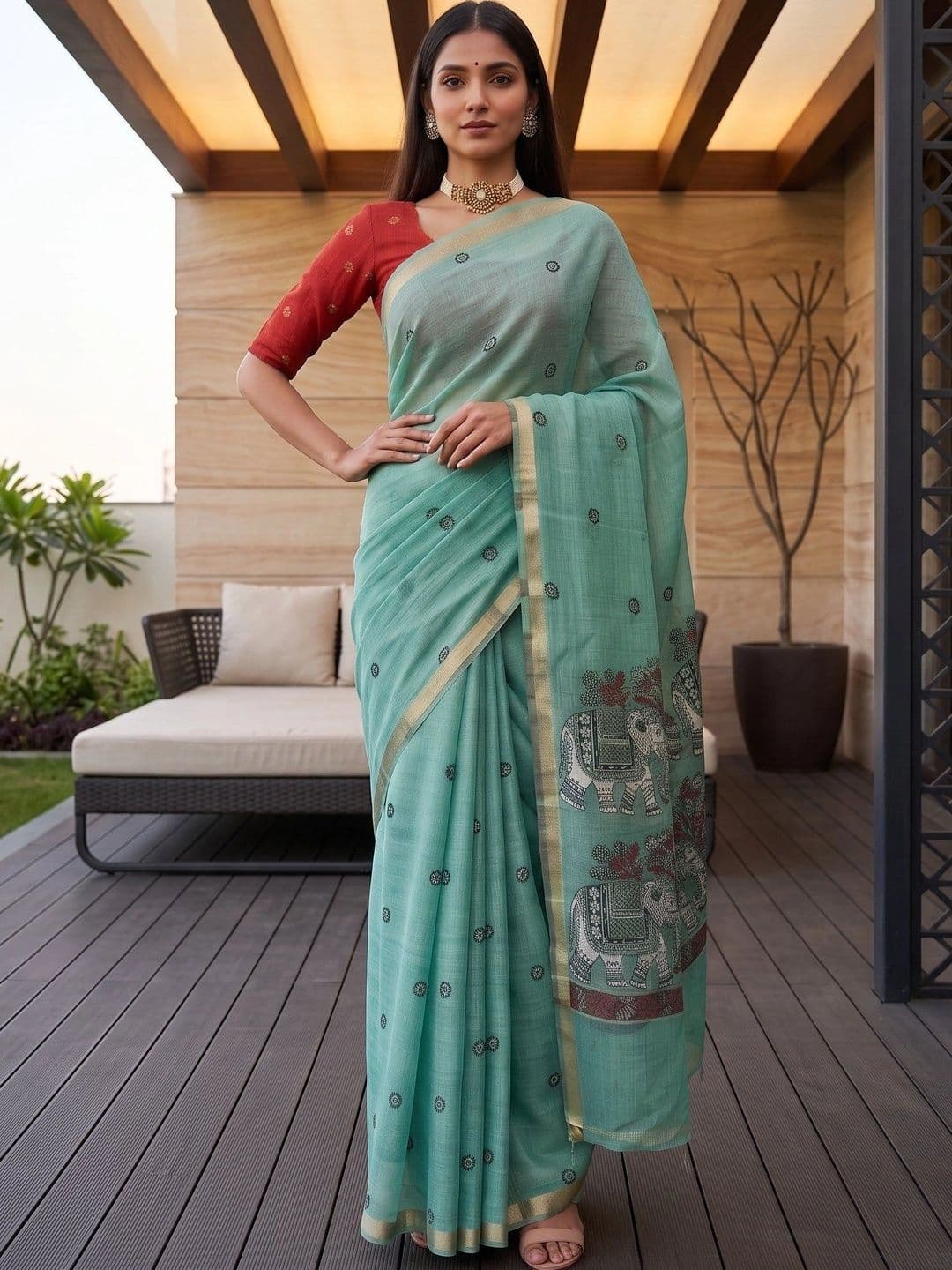 MIMOSA Woven Design Zari Art Silk Banarasi Saree thumbnail 4